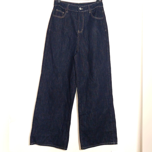 Commense Women's Vintage High Rise Wide-Leg Denim Pants Dark Navy Wash NWT - Picture 5 of 13